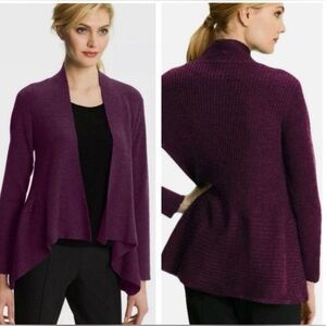 Eileen Fisher 100% merino wool ribbed knit open cardigan. Size Medium.